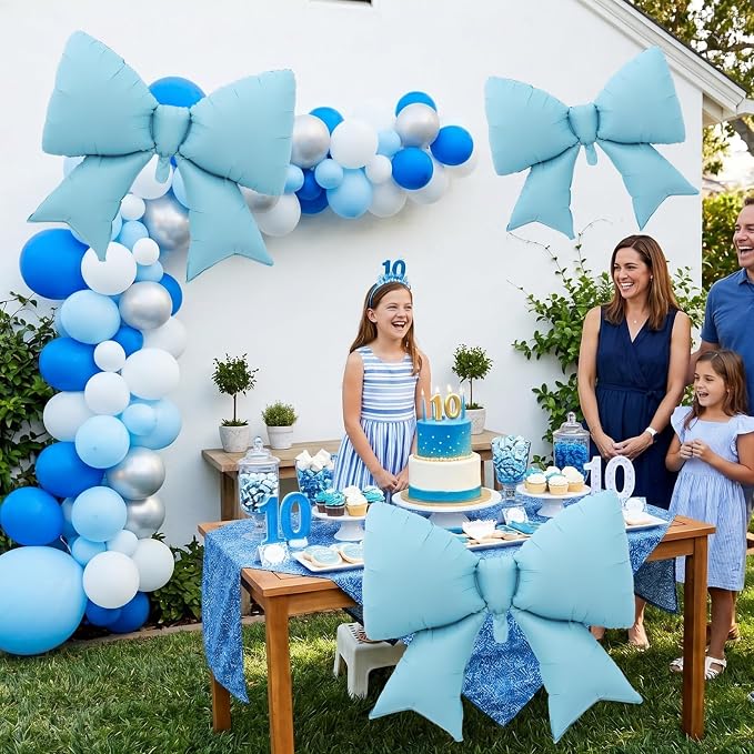 Vuzvuv 5Pcs 38 Inch Giant Blue Bow Balloon - Image 4
