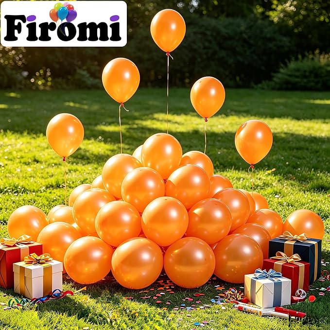 Firomi Small Orange Balloons 5-inch 100 Pack | Helium Shiny Orange Thicken - Image 4