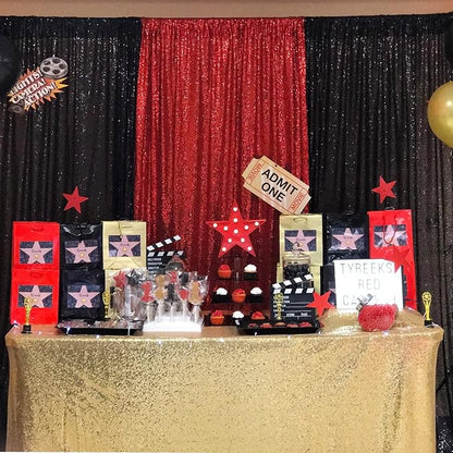 JYFLZQ Black Sequin Backdrop Curtains 4ft x 8ft 2 Panels Glitter Photo Booth - Image 2