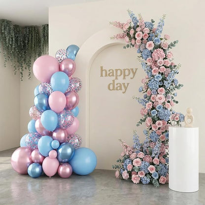 Paready Pastel Blue and Pink Balloons Set, 12 Inch Pastel Confetti Balloons - Image 5