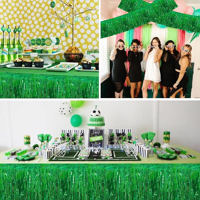BEISHIDA Laser Green Fringe Garland Banner 30ft Wall Tinsel Foil Streamers | - Image 6