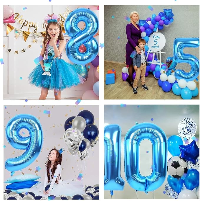 40 inch Blue Number Balloon Giant Foil Helium Balloons Blue Number 8 Balloon - Image 3