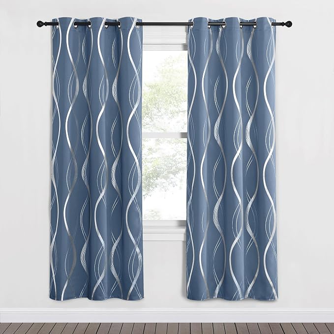 NICETOWN Blackout Curtains 72 inches Long, Stone Blue, 2 Panels, 42 x 72 Inch - Image 2