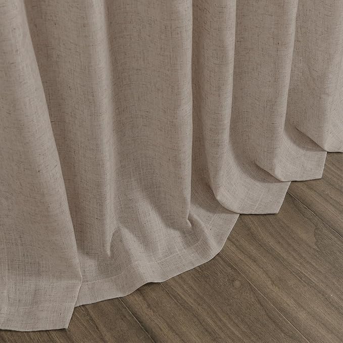 Ecru Linen Curtains for Living Room 126 Inches Long Light Filtering Semi Sheer - Image 8