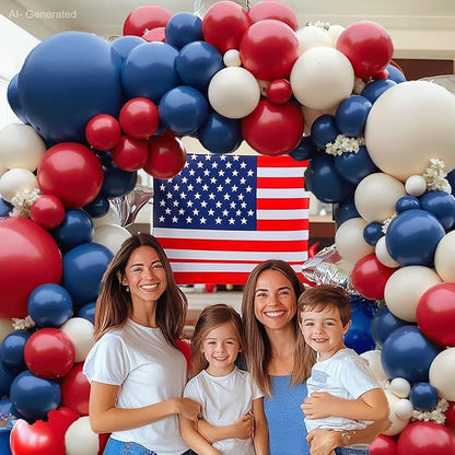Red White Blue Balloons Arch Kit Double Stuffed, Party. | Dark Ruby Red - Image 7