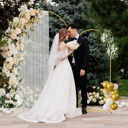 Gold Metal Wedding Arch Backdrop Stand Set of 2, 7.2FT & 6FT Arched Frame - Image 2
