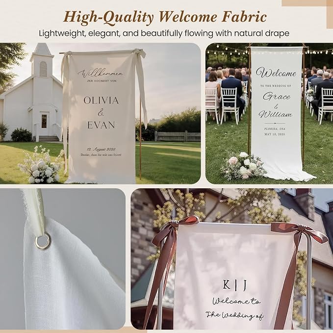 Custom Wedding Welcome Banner, Personalized Cotton Hanging Sign | - Image 3