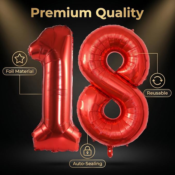 Number 18 Balloon Foil Mylar Balloons - Image 4