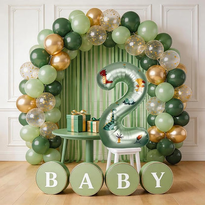 40 Inch Dinosaur Number 2 Balloon | Olive Green Number - Image 3