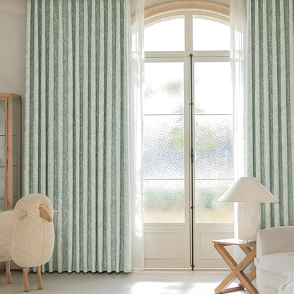 Beauoop Green Floral Jacquard Blackout Curtains - Image 9