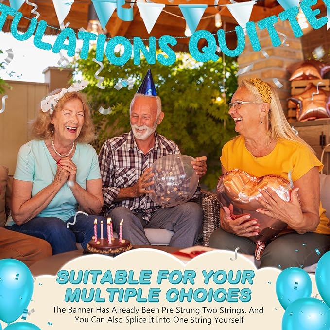 Fulmoon Pre Strung Congratulations Quitter Glitter Banner Funny Retirement - Image 7