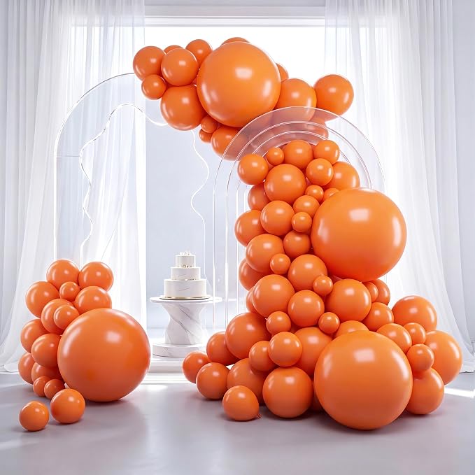 RUBFAC Orange Balloons Arch Kit Different Sizes 18/12/10/5 Inch 129pcs | Burnt by RUBFAC