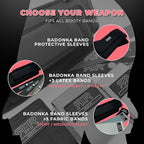 BADONKA Band Protective Sleeves for Booty Bands - Includes 3 Optional Fabric or Latex Resistance Loops - 3 Resistance Levels - Glute & Leg Workout Bands for Women & Men