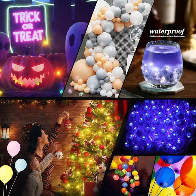 50pcs LED Purple Balloon Light, Round Led Mini LED Lights - Image 5