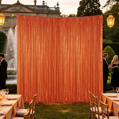 Hahuho Orange Sequin Backdrop Curtain, Party Decoration（6 Panels, 2FT x 8FT - Image 8