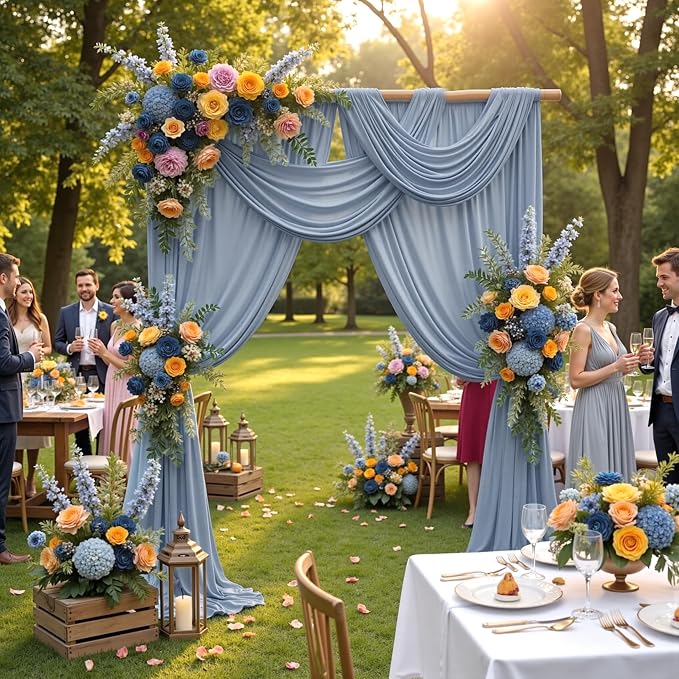 10ft×12ft Wrinkle Free Dusty Blue Backdrop Curtain - Image 5