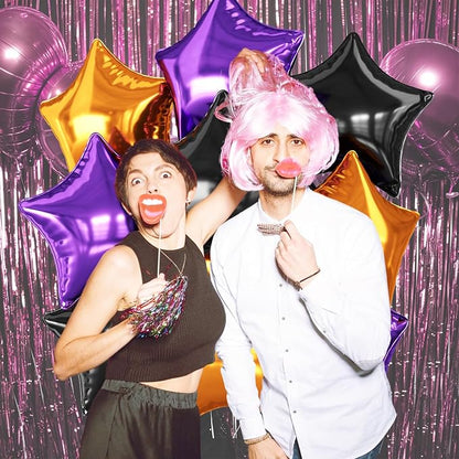 Purple Black Orange Star Foil Balloons, 18 Inch Large Metallic Stars Balloons - Image 6