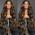 36 Inch Ombre Lace Front Wigs Human Hair Pre Plucked 1B/30 9x6 HD Lace Highlight Lace Fron Wigs Body Wave Lace front Human Hair Wig Glueless Colored Wig…