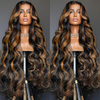 36 Inch Ombre Lace Front Wigs Human Hair Pre Plucked 1B/30 9x6 HD Lace Highlight Lace Fron Wigs Body Wave Lace front Human Hair Wig Glueless Colored Wig…