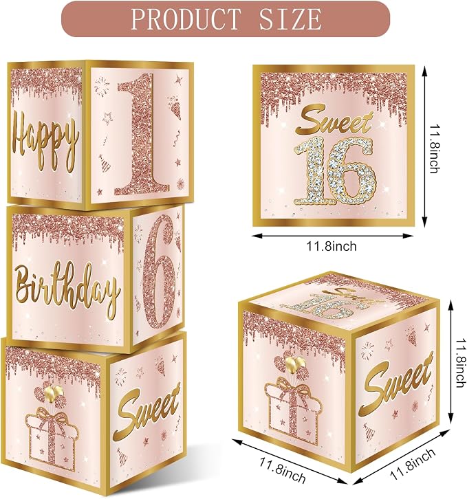 Guiruiy 3Pcs Sweet 16 Party Decorations Balloon Gift Boxes - Image 2