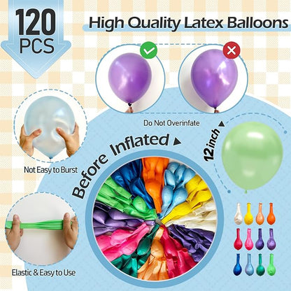 120pcs Pearl Rainbow Balloons Assorted Color 12 Inches Latex, Round Helium - Image 2
