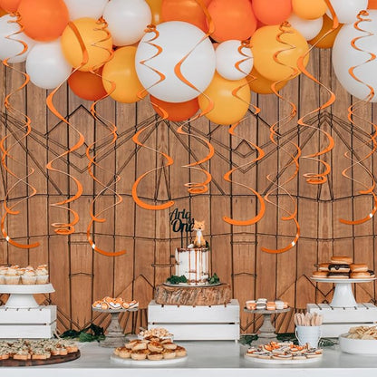 24 PCS Orange Hanging Swirl, Sparkle Ceiling Decorations, Plastic Streamer - Image 5
