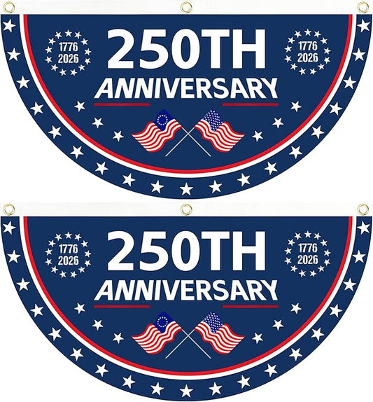 2PCS 250th Anniversary USA Flag, 1.5X3 FT 1776-2026 Fan Flags, 2 Ply Year by Unknown