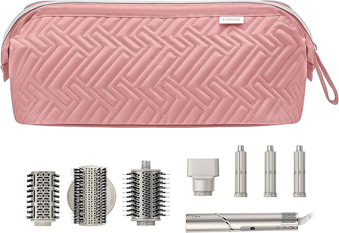 Leudes Hair Tools Travel Bag for Shark Flexstyle Carrying Case Portable Shark Hair Air Wrap Dryer Case Waterproof Dustproof Flat Curling Iron Travel Organizer (Dark Pink)