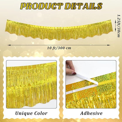 LOLStar Gold Foil Fringe Tinsel Garland, Tinsel Streamers Banner, 6 Pack | 60Ft - Image 5