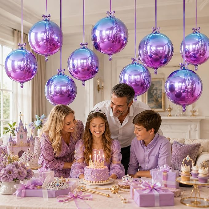 Blue Purple Round Foil Balloons - Image 7
