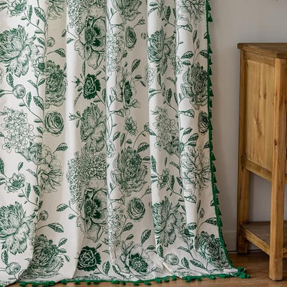 F-CHU Bohemian Curtains for Bedroom 63 Inch Length French Country Floral Drapes - Image 3