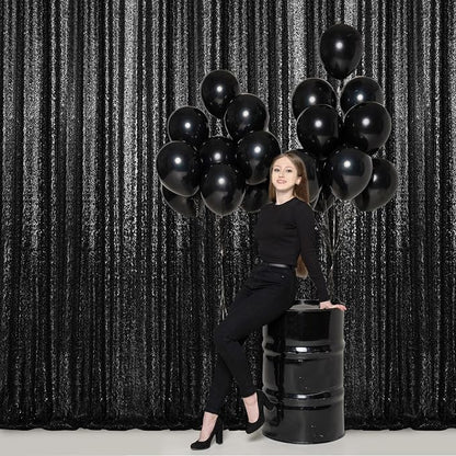 2×8FT-6PCS Black Sequin Backdrop Curtains Panels, Photography Backdrop Glitter - Image 4