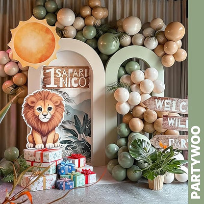 PartyWoo Sage Green Balloons 66pcs Pack Gold and Sand White Balloons | Metallic - Image 9