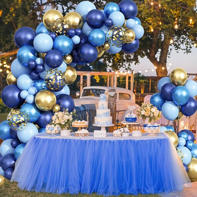 Graduation Balloon Arch Kit Blue and Gold Balloon Garland Royal Pastel Light - Image 6