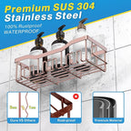 EUDELE 5-Pack Rustproof Stainless Steel Shower Caddy – No Drill Adhesive Bathroom Organizer with Large Capacity, Spacious Shower Shelves for Inside Shower, Kitchen & Home Decor Storage-XL Size