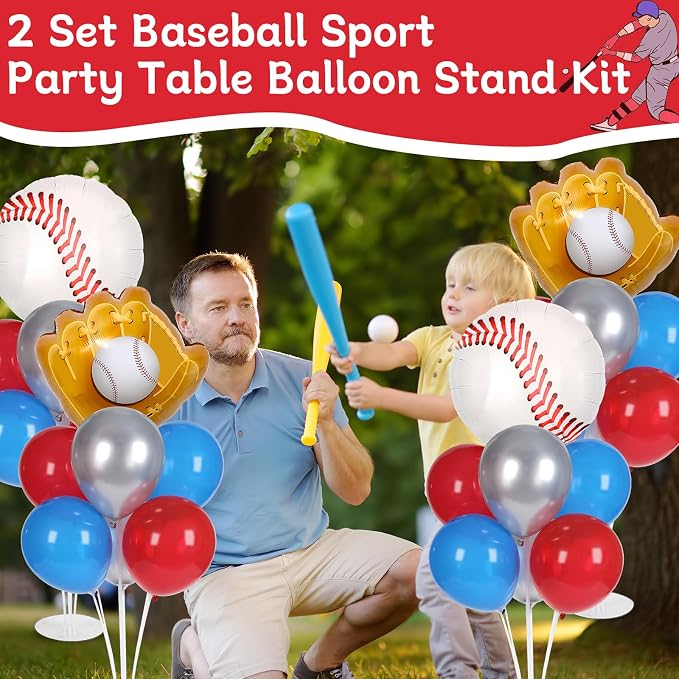 4 Sets Baseball Party Balloons Stand Kit - Image 6