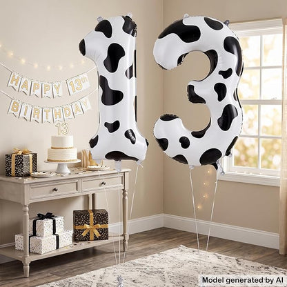 40 Inch Cow Print Number 13 Balloon - Image 3