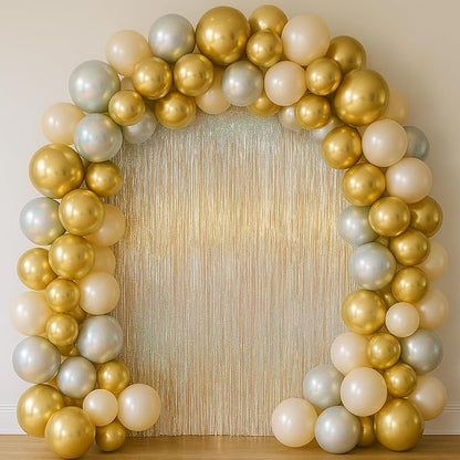 Voircoloria Champagne Foil Fringe Backdrop Curtains, Birthday Party Decorations - Image 6