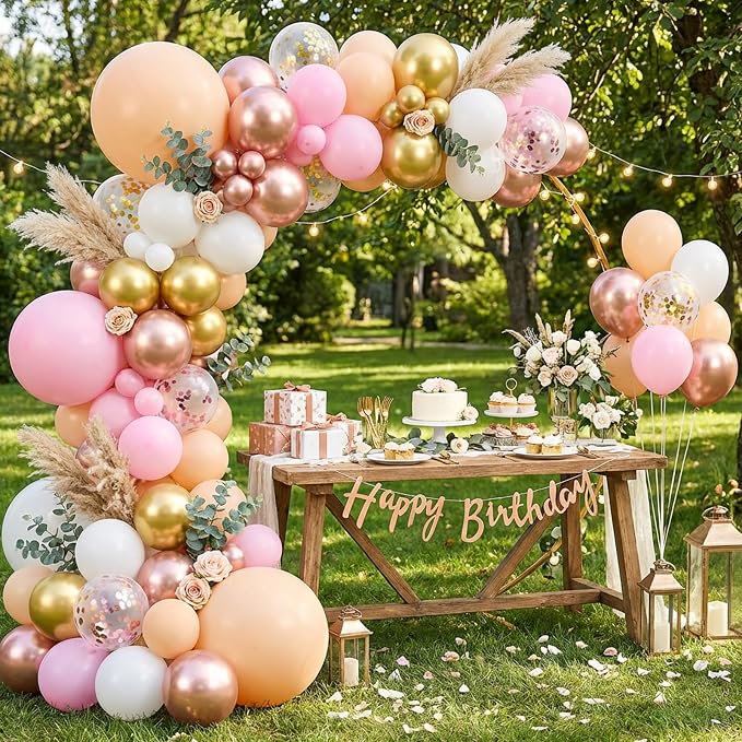 RUBFAC Rose Gold Balloons Garland Arch Kit, Latex Party Balloons Different - Image 6