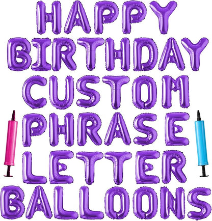 Happy Birthday Balloon Banner Custom Phrase Balloons letter 16 inch by LIOZEOKUN