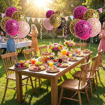 Gejoy 36 Pcs Black Rose Red Pink Gold Cheetah Balloons Leopard Print Balloons - Image 4