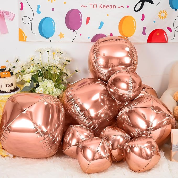 12Pcs Rose Gold Round Foil Balloons, Metallic Rose Foil Balloon - Image 5