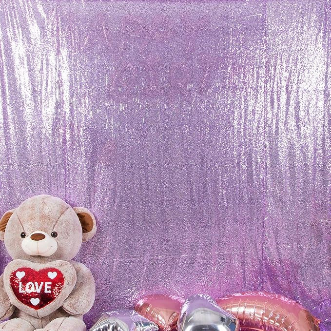 JYFLZQ Lavender Sequin Backdrop Curtains 7ft x 7ft 1 Panel Glitter Photo Booth - Image 2