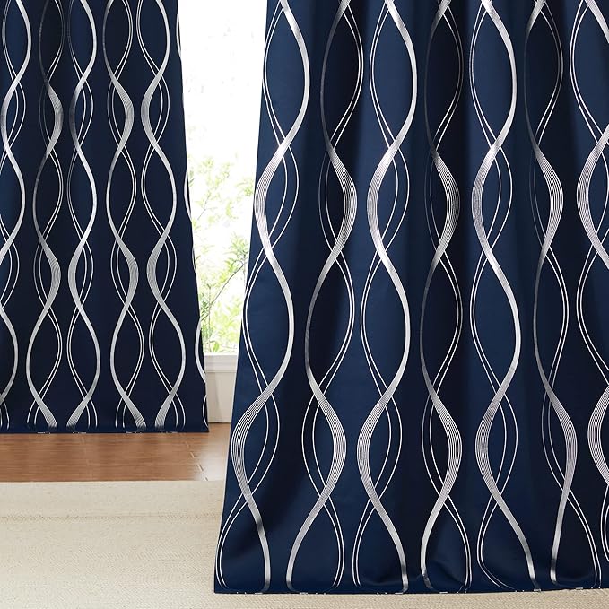NICETOWN Blackout Curtain Panels 84 inches Long, Window Treatment Foil Printed by NICETOWN