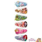 LUV HER Licensed Hair Accessories For Girls, 6pc Cute Hair Clips with Favorite Disney Princess Character Charms, Magical Confetti Hair Clips, Ages 3+