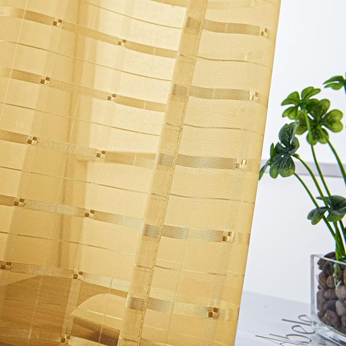 SpaceDresser Check Sheer Curtains 45 Inches Long - Image 2