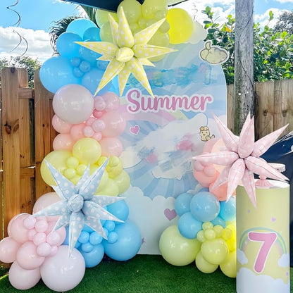 2Pcs Yellow Macaron Polka Dot Explosion Pointed Star Foil Balloons/Candy Color - Image 7