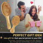 2Pcs Hair Brush, Natural Bamboo Hair brushes Set With Paddle Detangling Wooden Hairbrush and Mini Travel Size Brush, Massage Scalp Thick/Thin/Curly/Dry Hair For Women Men and Kids by MRD