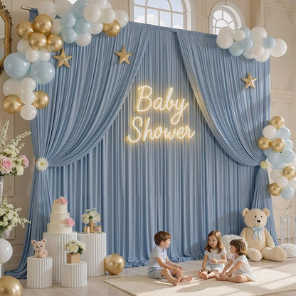 20ft x 12ft Dusty Blue Backdrop Curtains - Image 3