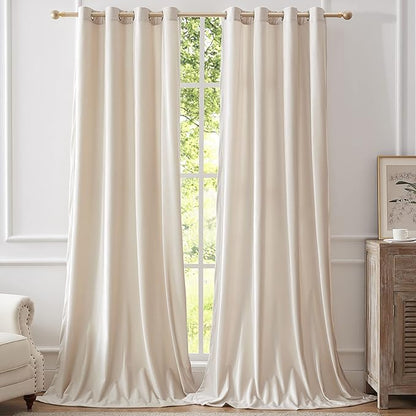 Luxury Cream Ivory Velvet Curtain Drapes by ModernShinyVelvetCurtains